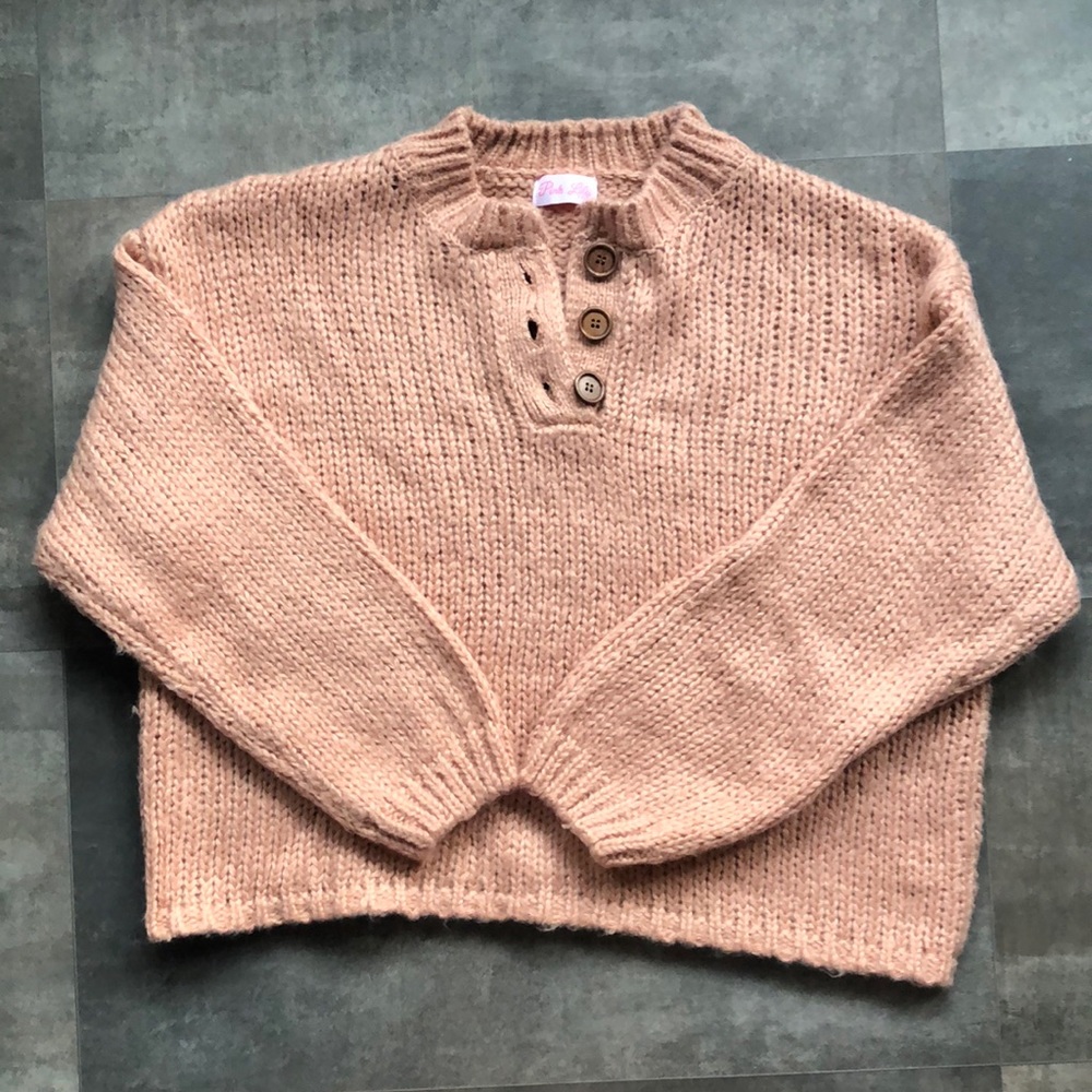 Pink Lily Sweater with buttons